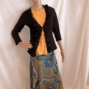 Cardigan with floral fabric detail